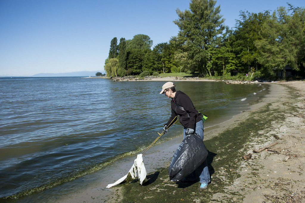 3000 débris de plastique ont été collecté en mars 2016 sur douze plages autour du lac Léman, l'une des plus grandes étendues d'eau douce d'Europe occidentale.