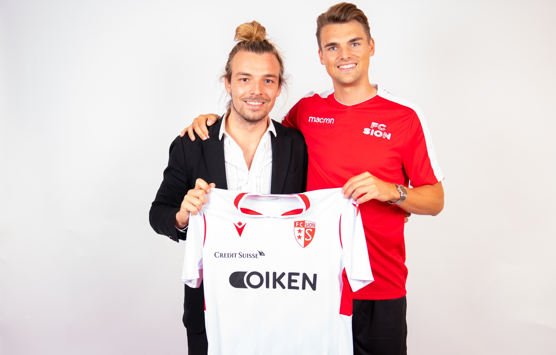 Barthélémy Constantin avec la nouvelle recrue du FC Sion.