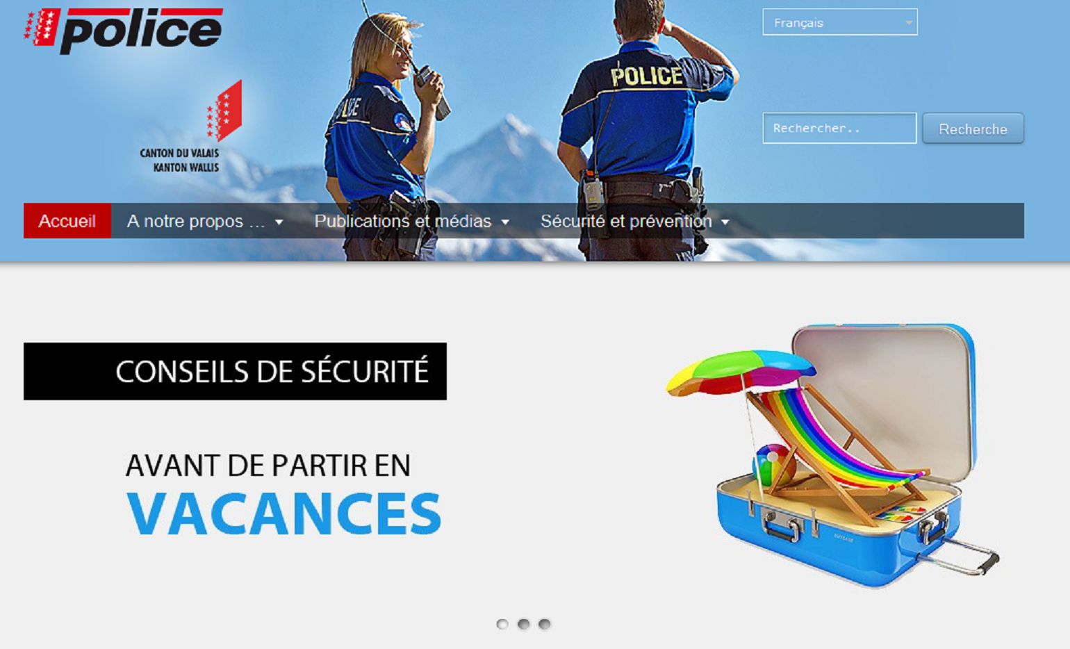 Le nouveau site de la Police cantonale valaisanne favorise l'interactivité.