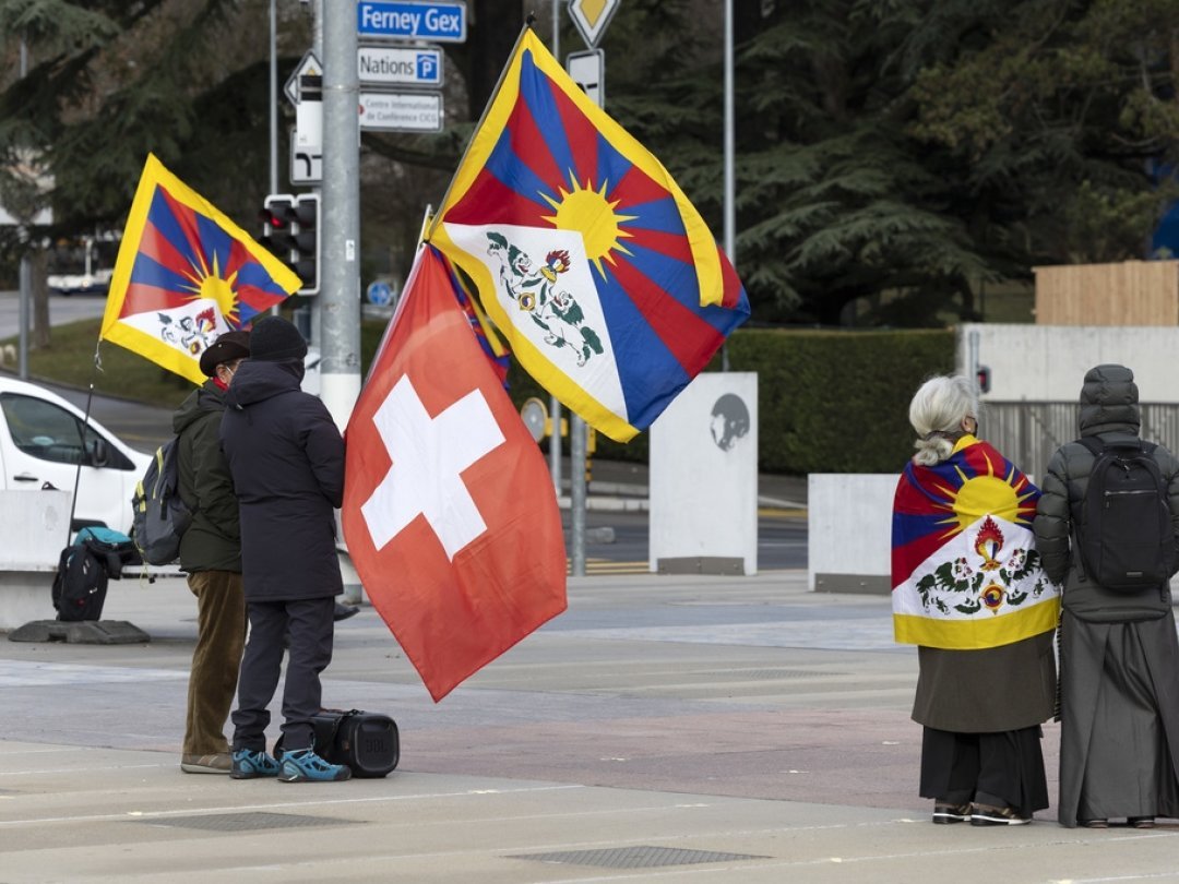 Les militants pro-tibétains ont notamment manifesté devant l'ONU à Genève.