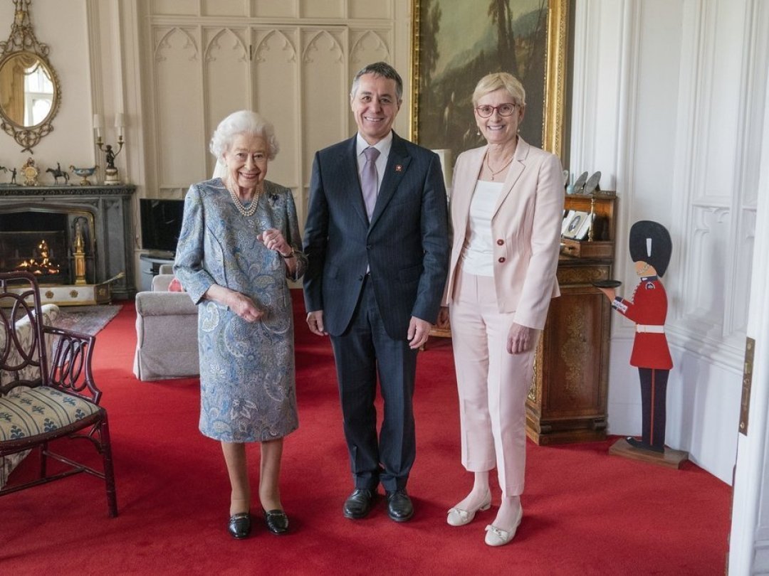 Ignazio Cassis et son épouse Paola ont rencontré la reine Elizabeth II au château de Windsor, le 28 avril 2022.