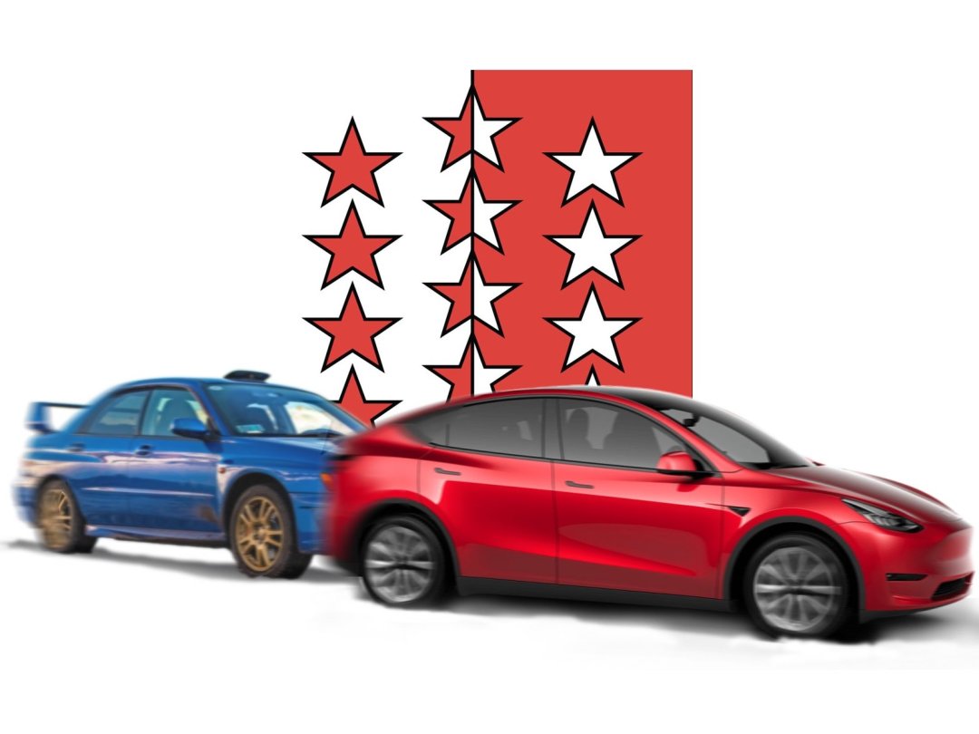 Tesla dépasse Subaru en Valais, contrairement au cliché sur les conducteurs valaisans.