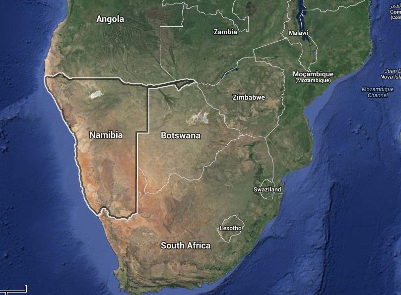 La Namibie se situe au nord-ouest de l'Afrique du sud. 