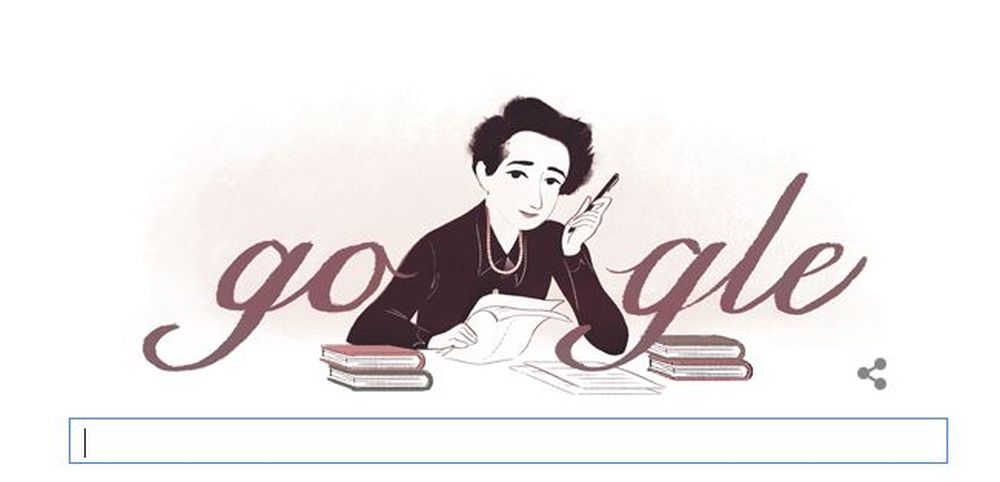 Le Doodle du jour est consacré à Hannah Arendt.