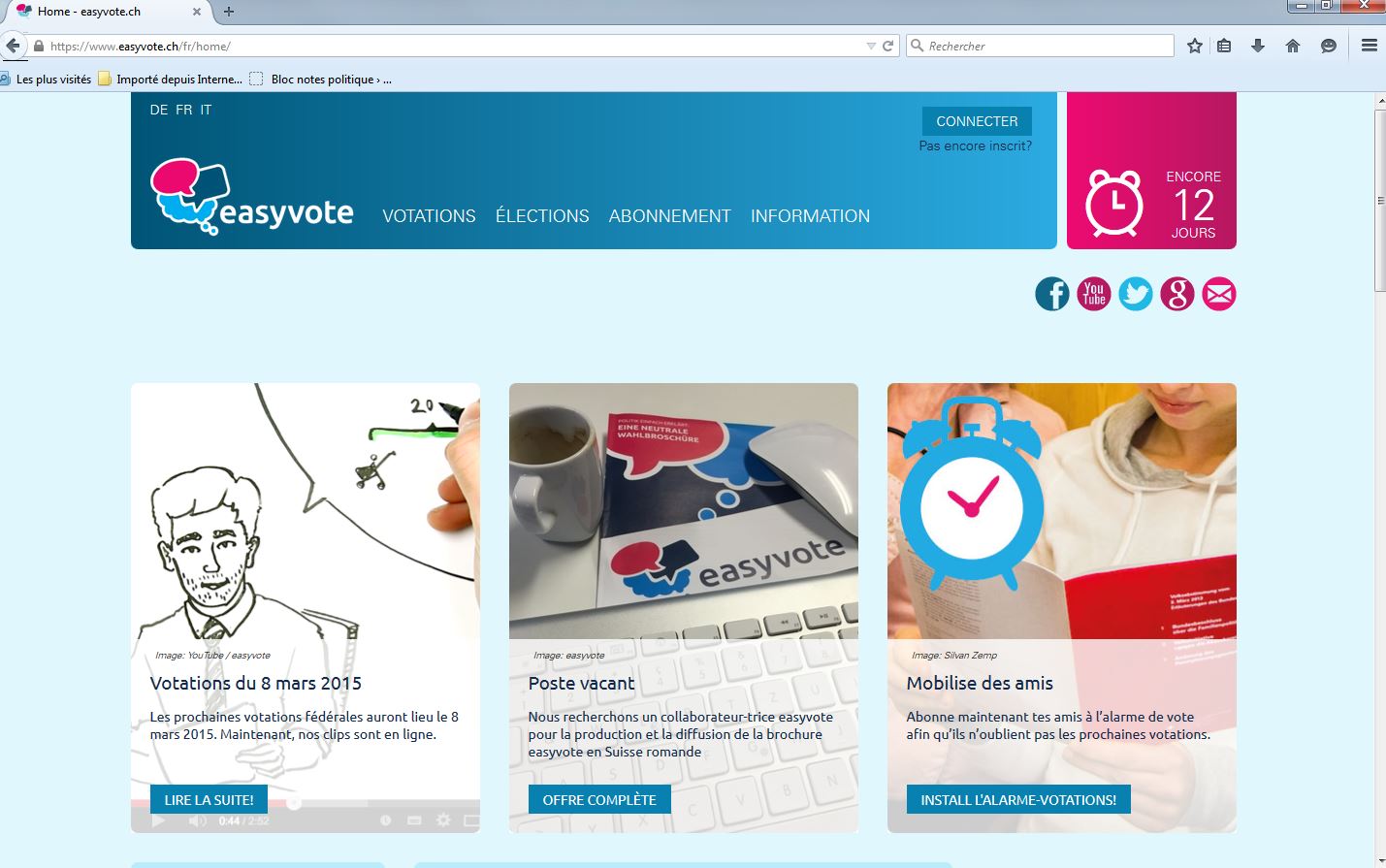 Le site easyvote complète l'information développée dans les brochures destinées aux jeunes en présentant notamment des clips explicatifs sur les objets soumis au vote.