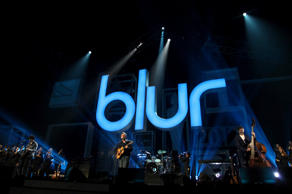 Blur at the Brit Awards 2012 at The O2 Arena in London, Tuesday, Feb. 21, 2012. (AP Photo/John Marshall JME)..THIS CONTENT IS IS NOT PART OF ANY SUBSCRIPTION SERVICE AND ANY USAGE WILL CARRY A SEPARATE FEE