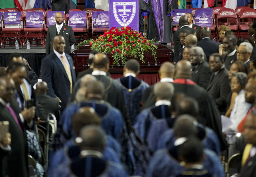 Les funérailles chrétiennes des victimes de la tuerie de Charleston ont eu lieu vendredi.