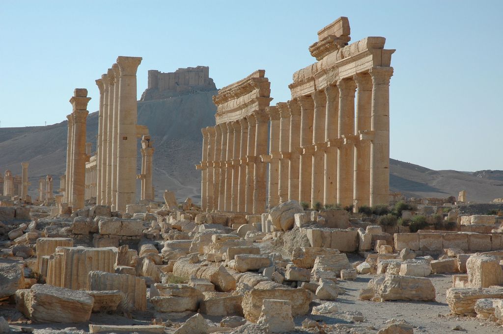 This undated image released by UNESCO shows the site of the ancient city of Palmyra in Syria. A satellite image on Monday, Aug. 31, 2015 shows that the main building of the ancient Temple of Bel in the Syrian city of Palmyra has been destroyed, a United Nations agency said. The image was taken a day after a massive explosion was set off near the 2,000-year-old temple in the city occupied by Islamic State militants. (Ron Van Oers, UNESCO via AP)