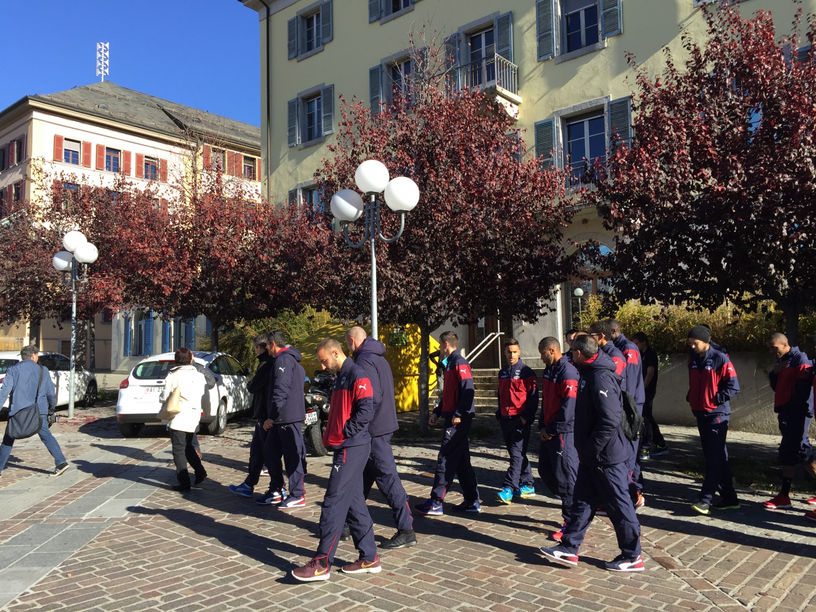 Les joueurs de Girondins de Bordeaux découvrent la ville de Sion lors de leur séjour en Valais pour le match d'Europa League qui les avait opposés au FC Sion le 5 novembre.