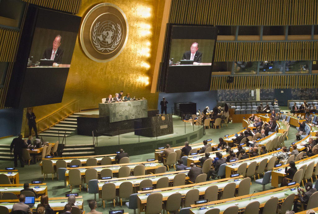 Ban Ki-moon préside l'assemblée de l'ONU.