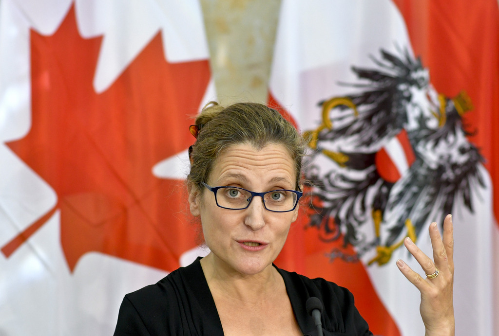 Chrystia Freeland, la ministre canadienne hausse le ton après l'échec de la négociation sur l'accord Ceta.