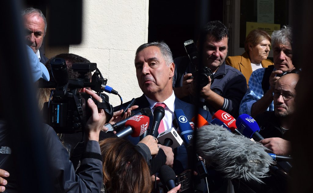 Le Premier ministre Milo Dukanovic à Podgorica, réagit après les résultats. 
