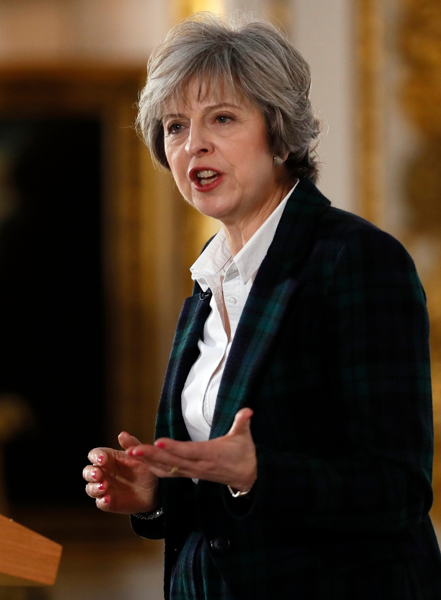 Britain's Prime Minister Theresa May delivers a speech on leaving the European Union at Lancaster House in London, Tuesday, Jan. 17, 2017. (AP Photo/Kirsty Wigglesworth, pool) Britain Brexit