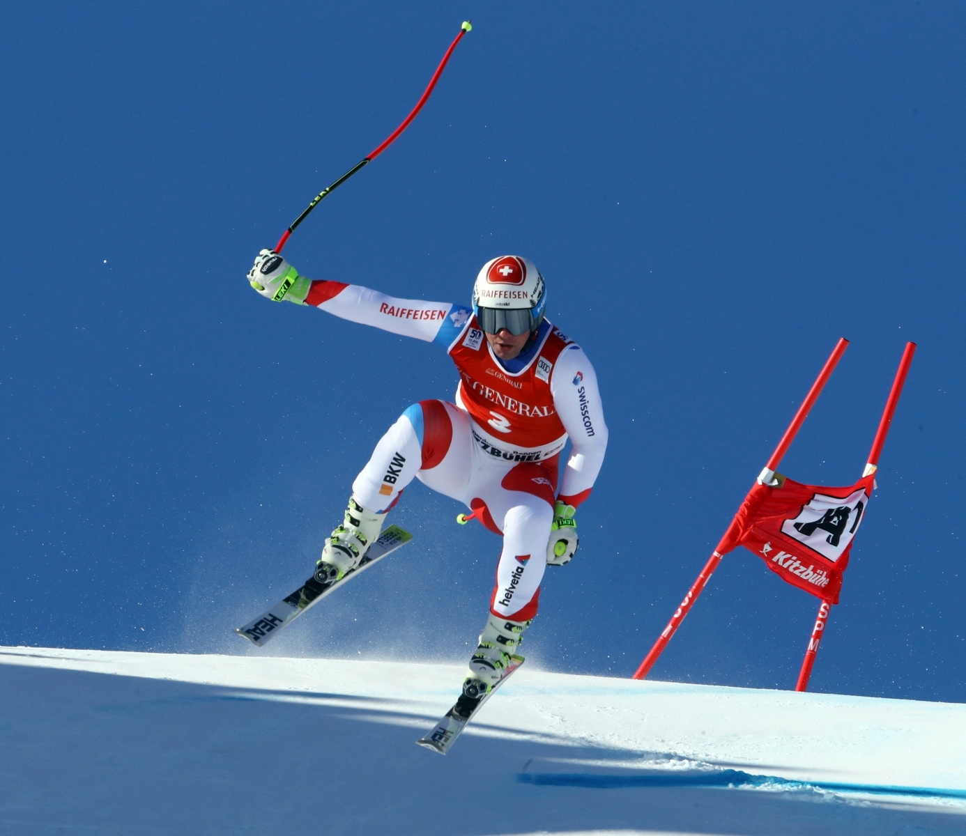 Switzerland's Beat Feuz competes in an alpine ski, men's World Cup Super G race, in Kitzbuehel, Austria, Friday, Jan. 20, 2017. (AP Photo/Alessandro Trovati) Austria Alpine Skiing World Cup