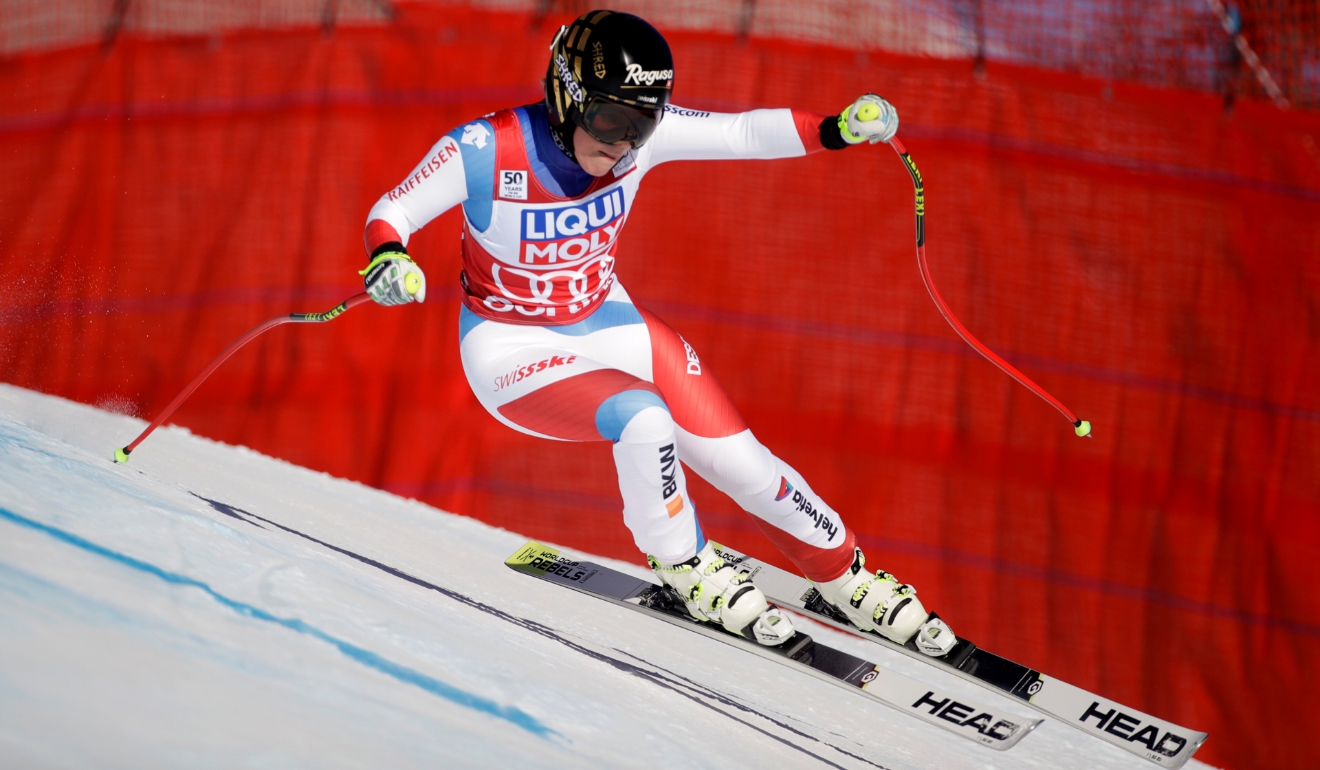 Switzerland's Lara Gut competes during an alpine ski, women's World Cup super-G, in Cortina d'Ampezzo, Italy, Sunday, Jan. 29, 2017. (AP Photo/Domenico Stinellis)lara gut ITALY ALPINE SKIING WORLD CUP