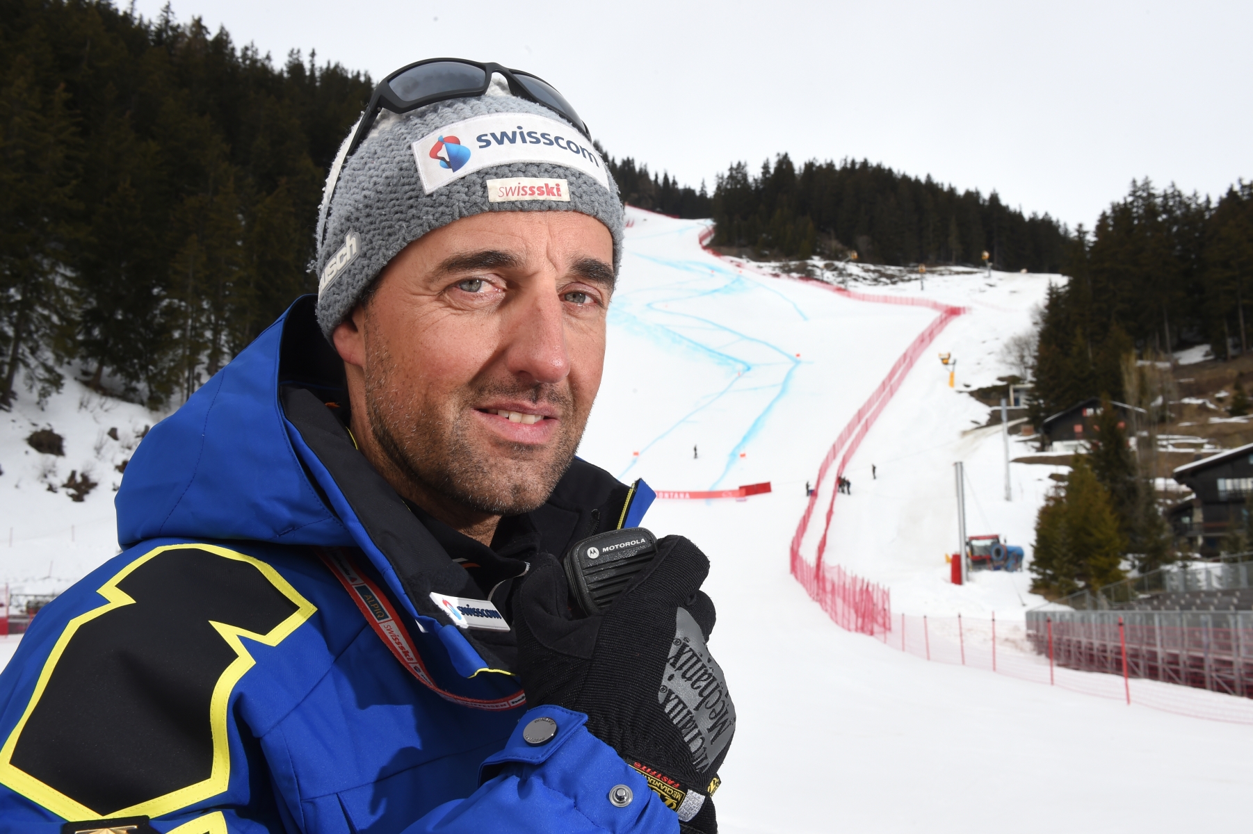 Crans-Montana - 17 février 2017 - piste Mont-Lachaux - entrainement de la course de ski,coupe d'Europe des femmes - Ivano Nesta,entraineur des Suissesses.Photo: Sabine Papilloud CRANS_SKI22