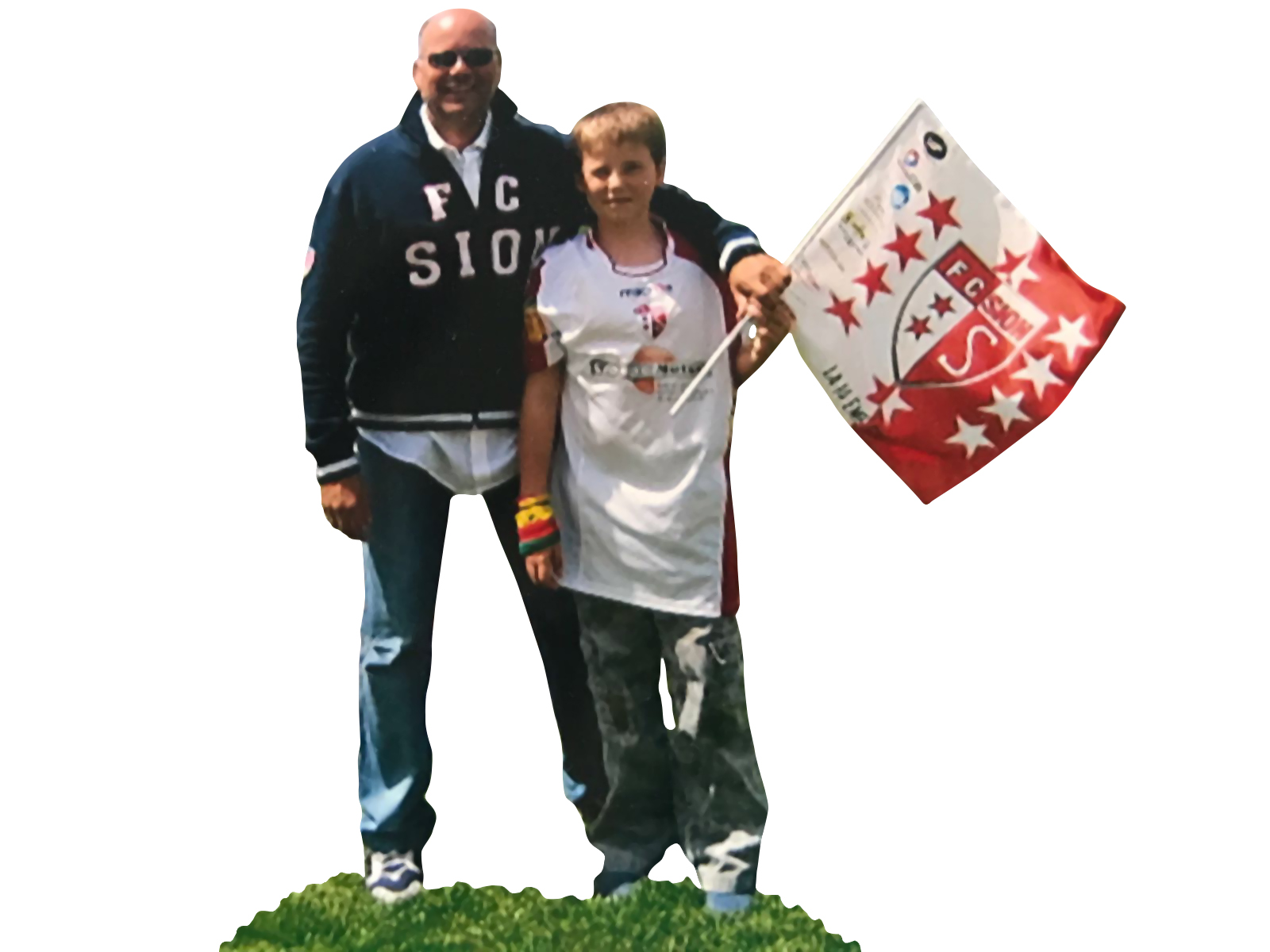 Christophe voeffray, et son fils Sacha supporter FC Sion