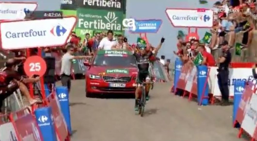 Tout devant, Rafal Majka a fêté sa première victoire sur la Vuelta.
