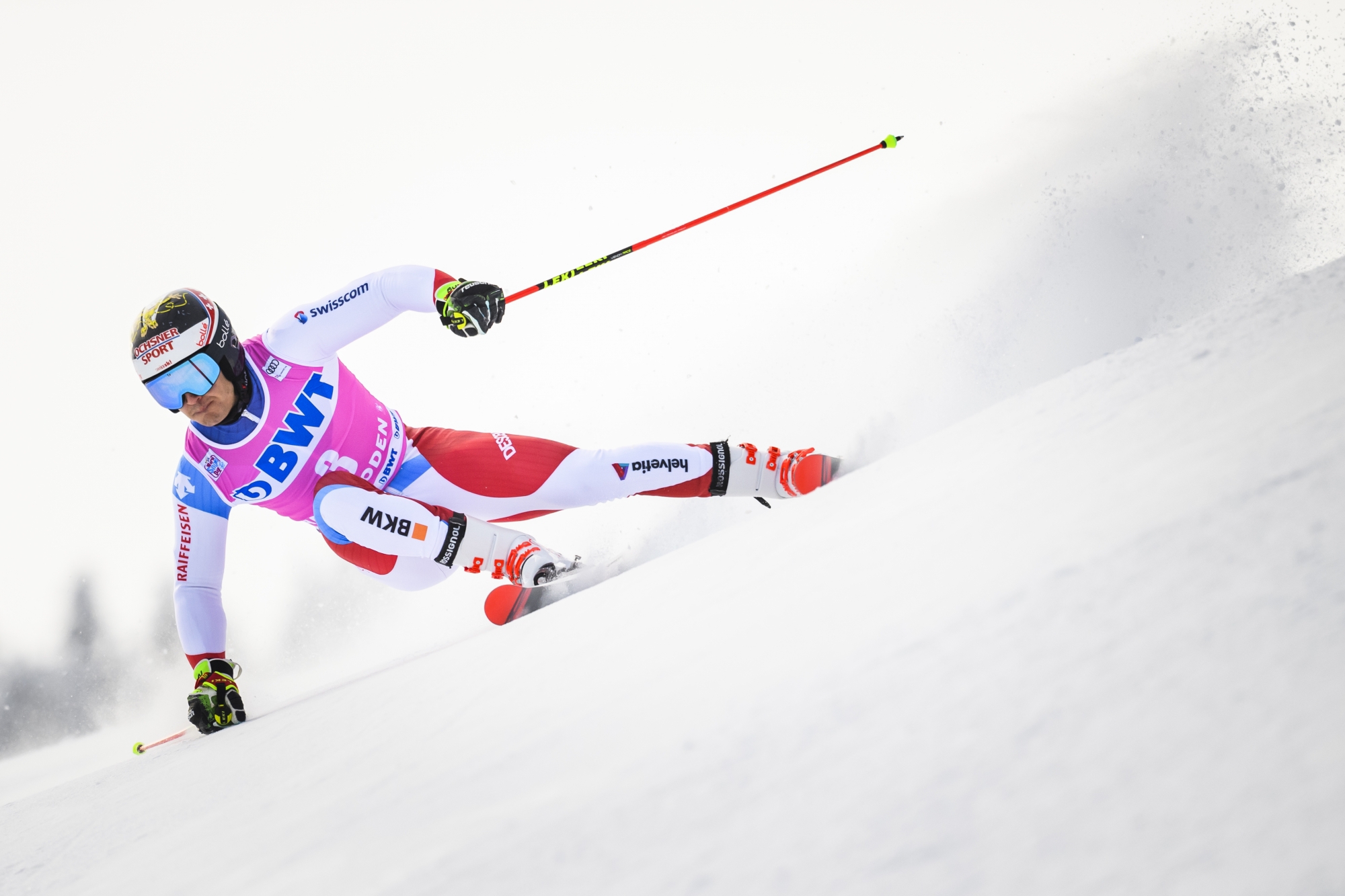 Loïc Meillard sera davantage attendu en slalom géant. Il a décroché trois tops 5, dont un 2e rang, dans cette discipline cette saison en Coupe du monde.