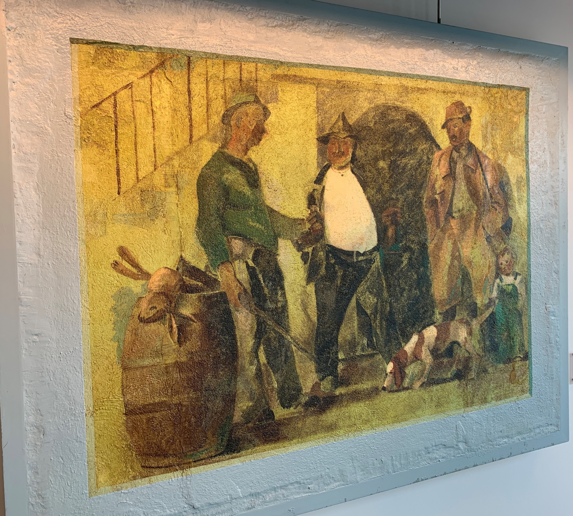 La fresque d'Albert Chavaz «Le retour de la chasse» a été restaurée. Elle est désormais exposée dans les locaux de la Loterie romande à Lausanne.
