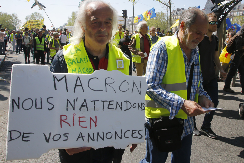 Avant même le discours de Macron, certains «Gilets jaunes» affichaient leur désillusion. Ici à Paris, le 20 avril.