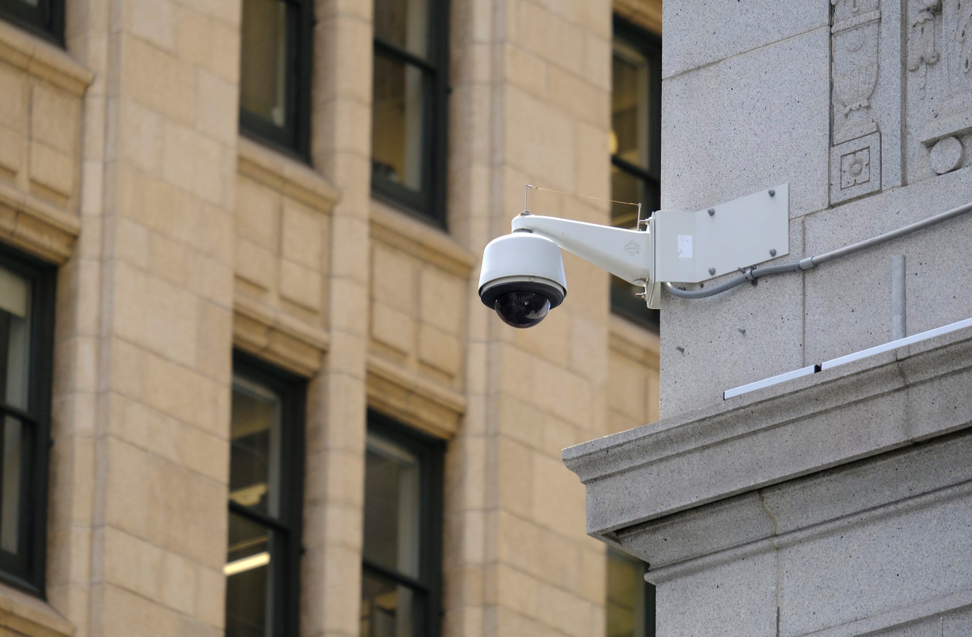 In this photo taken Tuesday, May 7, 2019, is a security camera in the Financial District of San Francisco. San Francisco is on track to become the first U.S. city to ban the use of facial recognition by police and other city agencies as the technology creeps increasingly into daily life. (AP Photo/Eric Risberg) Facial Recognition Backlash
