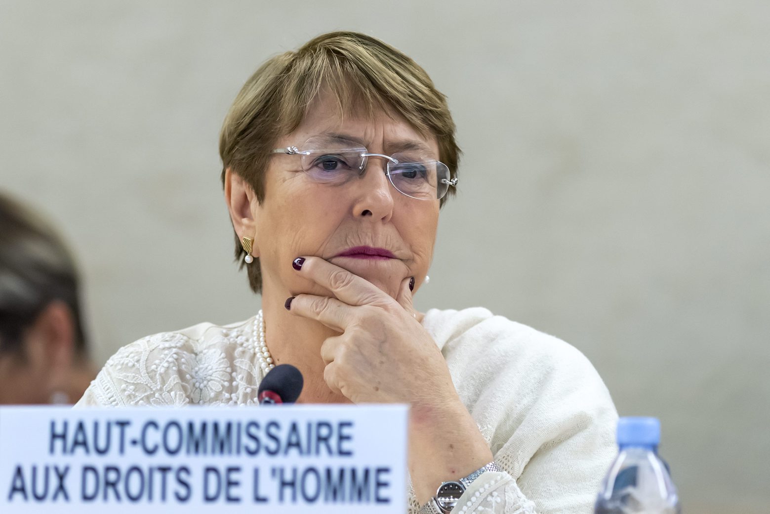 U.N. High Commissioner for Human Rights Chilean Michelle Bachelet, talk about the situation of human rights in Venezuela, during the 41th session of the Human Rights Council, at the European headquarters of the United Nations in Geneva, Switzerland, Friday, July 05, 2019. (KEYSTONE/Martial Trezzini) SWITZERLAND HUMAN RIGHTS VENEZULA