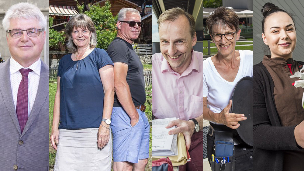 Dany Antille, Hélène et Bruno Inderkummen, Roland Carrupt, Madeleine Jomini et Delfina Haljimi sont domiciliés dans le Valais romand et travaillent dans le Haut.