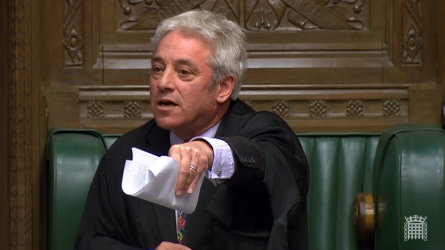 epa07938684 A grab from a handout video made available by the UK Parliamentary Recording Unit shows a Speaker of the House of Commons John Bercow respond to MPs on his decision on a meaningful vote at the House of Commons in London, Britain, 21 October 2019. The Speaker of the House of Commons is to announce his decision to reject a meaningful vote on the Prime Minister's new Brexit deal.  EPA/UK PARLIAMENTARY RECORDING UNIT HANDOUT MANDATORY CREDIT: UK PARLIAMENTARY RECORDING UNIT HANDOUT EDITORIAL USE ONLY/NO SALES BRITAIN PARLIAMENT EU BREXIT