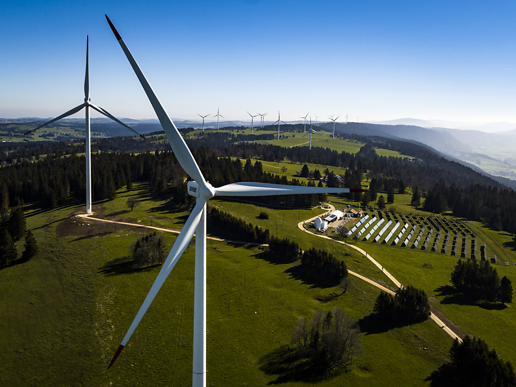 Les éoliennes au Mont-Crosin (BE) ont produit l'an dernier 23% de plus d'électricité qu'en 2018 (archives).